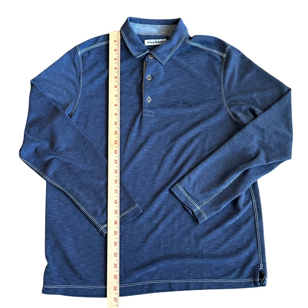 Tommy Bahama Polo Shirt Mens Medium Blue Long Sleeve Contrast Stitch Marlin - Picture 4 of 12